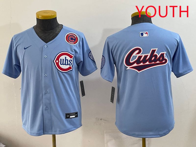 Youth Chicago Cubs Blank Light Blue Throwback 2025 Nike MLB Jersey style 6